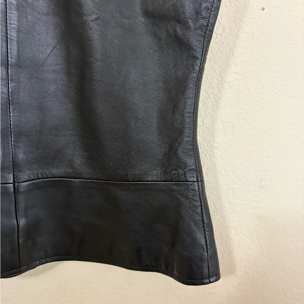 Vintage Saguaro West Black Leather Collared Zip Up Vest for Women Size Small - Picture 10 of 15